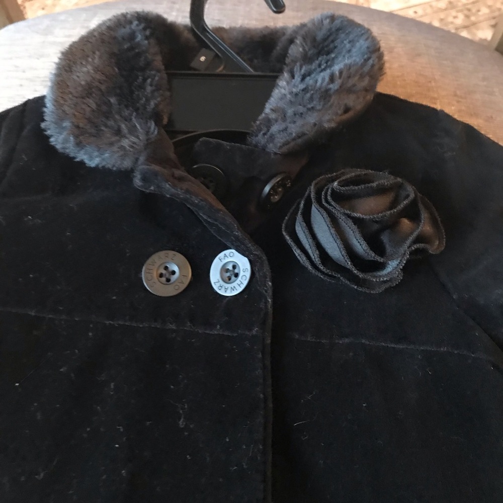 FAO girls winter pea coat with fur trim